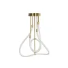 kelvo® GLOW 61670 Μοντέρνο Φωτιστικό Οροφής LED 40W 4000lm 360° AC 220-240V IP20 Ρυθμιζόμενο Λευκό CCT με Χειριστήριο από 2700K έως 6000K Dimmable - Lumileds SMD Chip - Χρυσό Πλατίνα & Λευκό Νήμα - Μ50 x Π50 x Υ70cm - 3 Χρόνια Εγγύηση