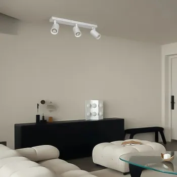 kelvo® SPOTA KLV-101-0139 Μοντέρνο Κινούμενο Φωτιστικό Σποτ Οροφής με Ντουί 3 x GU10 90° AC 220-240V IP20 - Λευκό Ματ - Μ48 x Π6.2 x Υ14cm