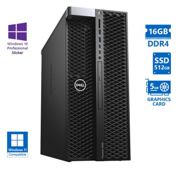 REFURBISHED Dell (A-) Precision 5820 Tower Xeon W-2123(4-Cores)/16GB DDR4/512GB SSD/Nvidia 5GB/DVD/ Grade A- (No OS)