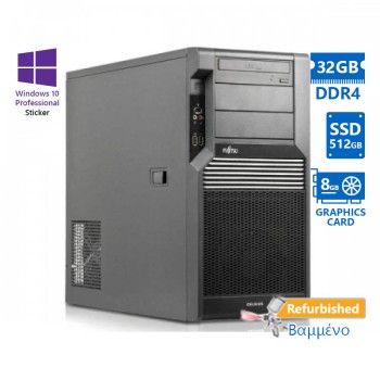 REFURBISHED Fujitsu Celsius M470B Tower Xeon E5-1650V4(6-Cores)/32GB DDR4/512GB SSD/Nvidia 8GB/DVD/10P Grade A+