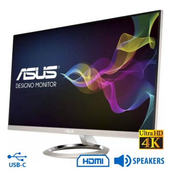 REFURBISHED Used Display MX27UC/ASUS/27\\"UHD 4K/3840x2160/Wide/Silver/Black/w/Speakers/DP & HDMI & USB Type-C & U Grade A