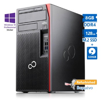 REFURBISHED Fujitsu P757 Tower Celeron G3930/8GB DDR4/128GB M.2 SSD & 320GB/No ODD/ Grade A+ Refurbished PC (No OS)