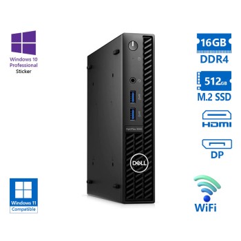 Dell Optiplex 3000 DM WiFi i5-12500T/16GB DDR4/512GB M.2 SSD/No ODD/10P Grade A Refurbished PC