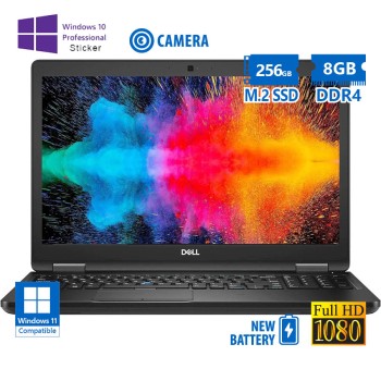 Dell (A-) Latitude 5590 i5-7300U/15.6”FHD/8GB DDR4/256GB M.2 SSD/No ODD/Camera/New Battery/10P Grade