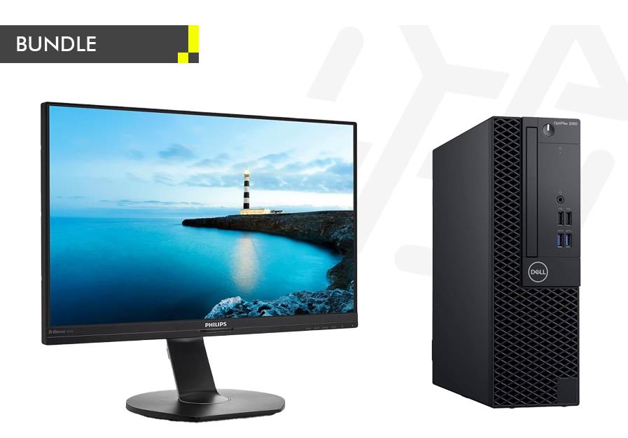 BUNDLE REF DELL OPTIPLEX 3060 SFF I5 8ης, 8GB DDR4, 256 M.2 SATA + REF MONITOR PHILIPS 24in BEZELESS