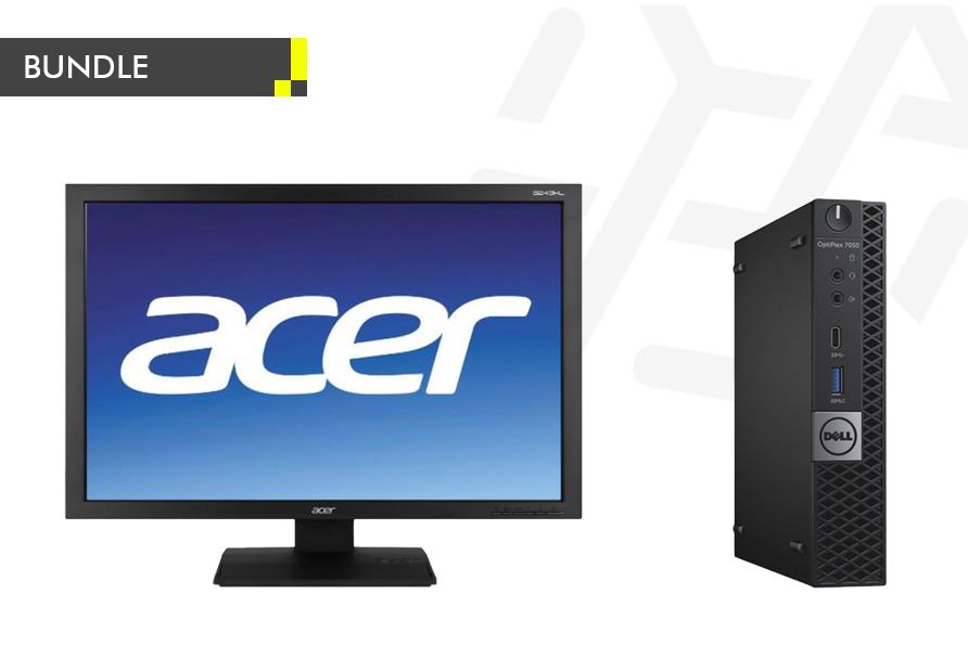 BUNDLE REF DELL OPTIPLEX 7050M MICRO I5 7ης, 8GB DDR4, 256 SSD + REF MONITOR ACER 22in