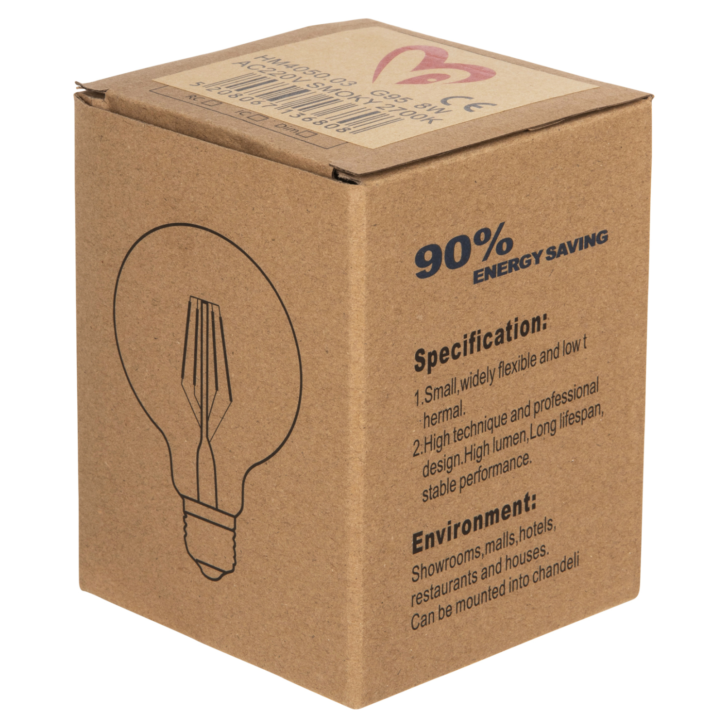 ΛΑΜΠΤΗΡΑΣ GLOBO LED FILAMENT 8W E27 3000K ΦΙΜΕ DIMMABLE HM4050.03 ΛΑΜΠΤΗΡΑΣ GLOBO LED FILAMENT 8W E27 3000K ΦΙΜΕ DIMMABLE HM4050.03