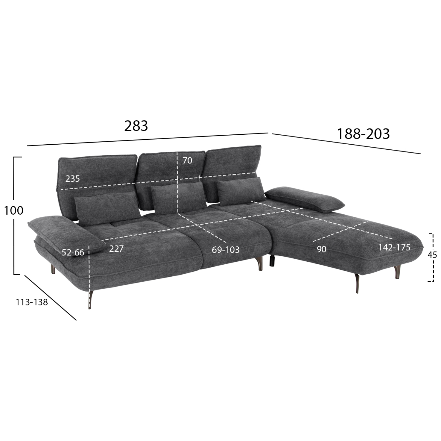 ΓΩΝΙΑΚΟΣ ΚΑΝΑΠΕΣ (ΔΕΞΙΑ) CONVERT HM3268.03R ΓΚΡΙ ΥΦΑΣΜΑ 283x188x100Υεκ. ΓΩΝΙΑΚΟΣ ΚΑΝΑΠΕΣ (ΔΕΞΙΑ) CONVERT HM3268.03R ΓΚΡΙ ΥΦΑΣΜΑ 283x188x100Υεκ.