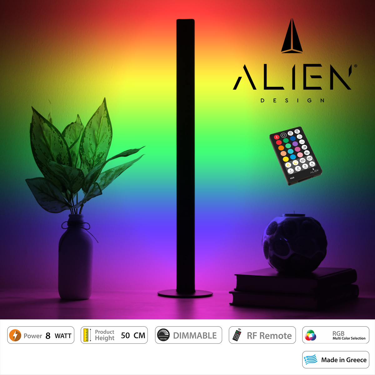 GloboStar® ALIEN-DIVA-BLACK-50-8 ALIEN Design DIVA Μοντέρνο Minimal Nordic Μεταλλικό Φωτιστικό Επιτραπέζιο - Πορτατίφ - Λαμπατέρ Μαύρο LED 8W 800lm με Ασύρματο Χειριστήριο RF & Dimmer IP20 Πολύχρωμο RGB Μ3 x Π1.6 x Υ50cm GloboStar® ALIEN-DIVA-BLACK-50-8 ALIEN Design DIVA Μοντέρνο Minimal Nordic Μεταλλικό Φωτιστικό Επιτραπέζιο - Πορτατίφ - Λαμπατέρ Μαύρο LED 8W 800lm με Ασύρματο Χειριστήριο RF & Dimmer IP20 Πολύχρωμο RGB Μ3 x Π1.6 x Υ50cm