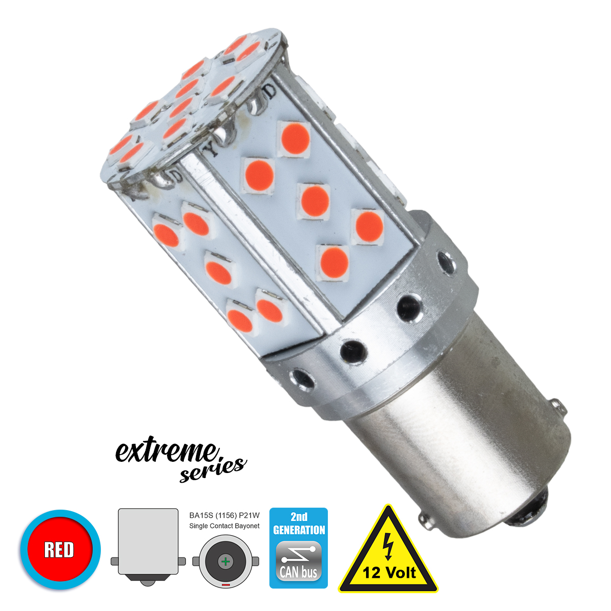 GloboStar® 1156 - BA15S - P21W 81240 Λάμπα Αυτοκίνητου 2nd Generation Can-Bus Extreme Series LED 35 SMD 3030 17W 2040lm 360° DC 12V IP20 Κόκκινο GloboStar® 1156 - BA15S - P21W 81240 Λάμπα Αυτοκίνητου 2nd Generation Can-Bus Extreme Series LED 35 SMD 3030 17W 2040lm 360° DC 12V IP20 Κόκκινο