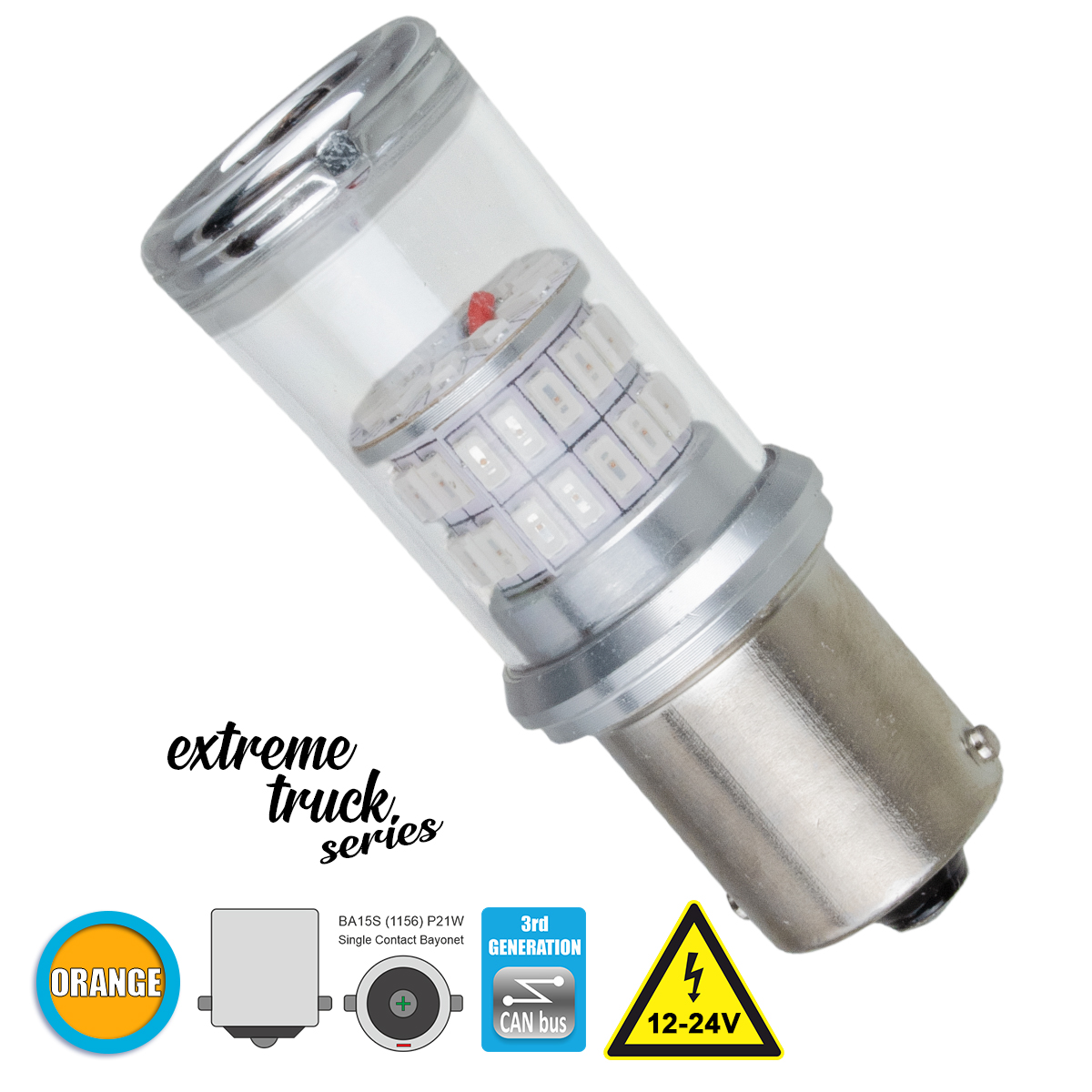 GloboStar® 1156 - BA15S - P21W 81226 Λάμπα Αυτοκινήτου & Φορτηγού 3rd Generation Can-Bus Extreme Truck Series LED 48 SMD 4014 18W 2160lm 360° DC 12-24V IP20 Πορτοκαλί GloboStar® 1156 - BA15S - P21W 81226 Λάμπα Αυτοκινήτου & Φορτηγού 3rd Generation Can-Bus Extreme Truck Series LED 48 SMD 4014 18W 2160lm 360° DC 12-24V IP20 Πορτοκαλί