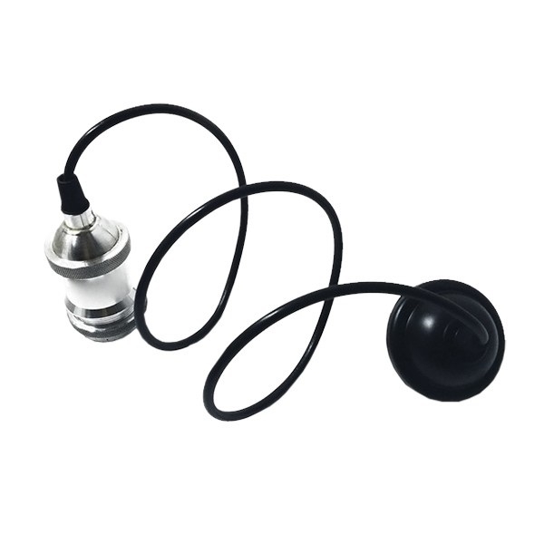 GloboStar® 115102 Vintage Κρεμαστό Φωτιστικό Ανάρτηση Μονόφωτο 1 x E27 IP20 Ασημί Μέταλλο με Μαύρο Πλαστικό - 85cm GloboStar® 115102 Vintage Κρεμαστό Φωτιστικό Ανάρτηση Μονόφωτο 1 x E27 IP20 Ασημί Μέταλλο με Μαύρο Πλαστικό - 85cm