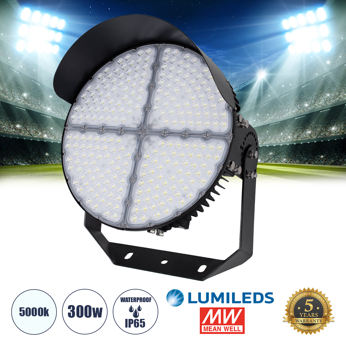 GloboStar® CYCLOP 90106 LED Προβολέας Γηπέδου 300W 48000LM 60° AC 100-277V IP65 - Ψυχρό Λευκό 5000K - MeanWell Driver & LumiLEDs Chip - 5 Years Warranty GloboStar® CYCLOP 90106 LED Προβολέας Γηπέδου 300W 48000LM 60° AC 100-277V IP65 - Ψυχρό Λευκό 5000K - MeanWell Driver & LumiLEDs Chip - 5 Years Warranty