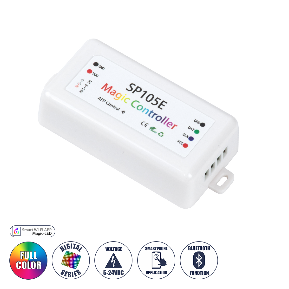 GloboStar® 70039 SP105E Ασύρματος WiFi LED FULL COLOR Magic Digital Pixel Controller iOS/Android Bluetooth για LED Digital Πολύχρωμα και Μονόχρωμα Προϊόντα DC 5-24V 1 x 2048 IC Max GloboStar® 70039 SP105E Ασύρματος WiFi LED FULL COLOR Magic Digital Pixel Controller iOS/Android Bluetooth για LED Digital Πολύχρωμα και Μονόχρωμα Προϊόντα DC 5-24V 1 x 2048 IC Max