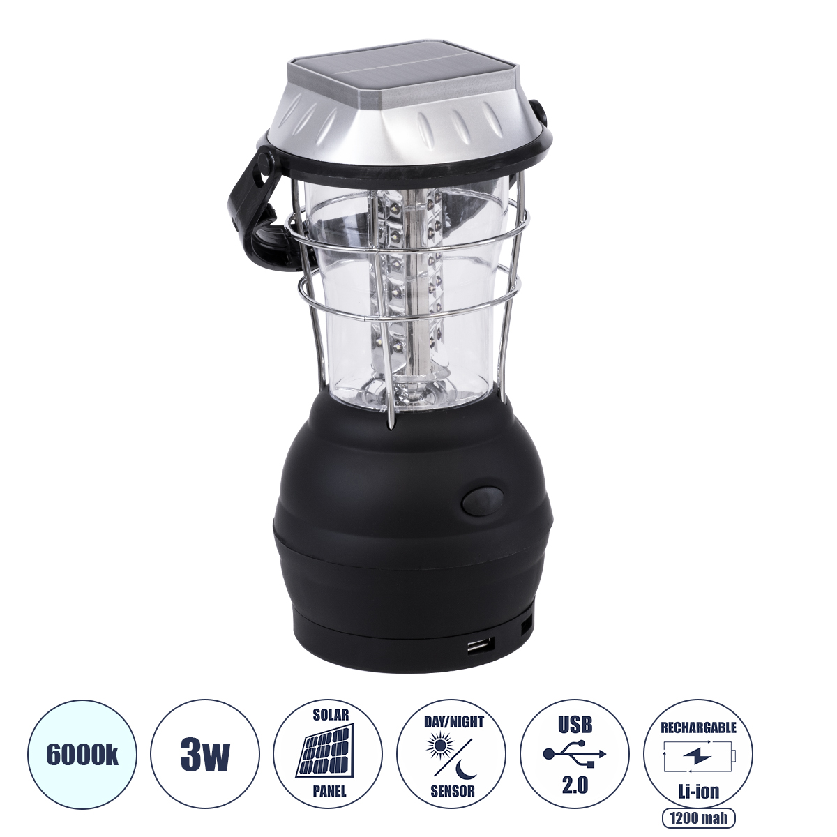 GloboStar® 69923 Αυτόνομος Ηλιακός Φωτοβολταϊκός Φορητός Φακός Φανάρι LED Camping 3W 150lm - 1200mAh - Μανιβέλα Φόρτισης - Power Bank - Καλώδιο Φόρτισης Micro USB - Ψυχρό Λευκό 6000K Φ13 x Υ25cm GloboStar® 69923 Αυτόνομος Ηλιακός Φωτοβολταϊκός Φορητός Φακός Φανάρι LED Camping 3W 150lm - 1200mAh - Μανιβέλα Φόρτισης - Power Bank - Καλώδιο Φόρτισης Micro USB - Ψυχρό Λευκό 6000K Φ13 x Υ25cm