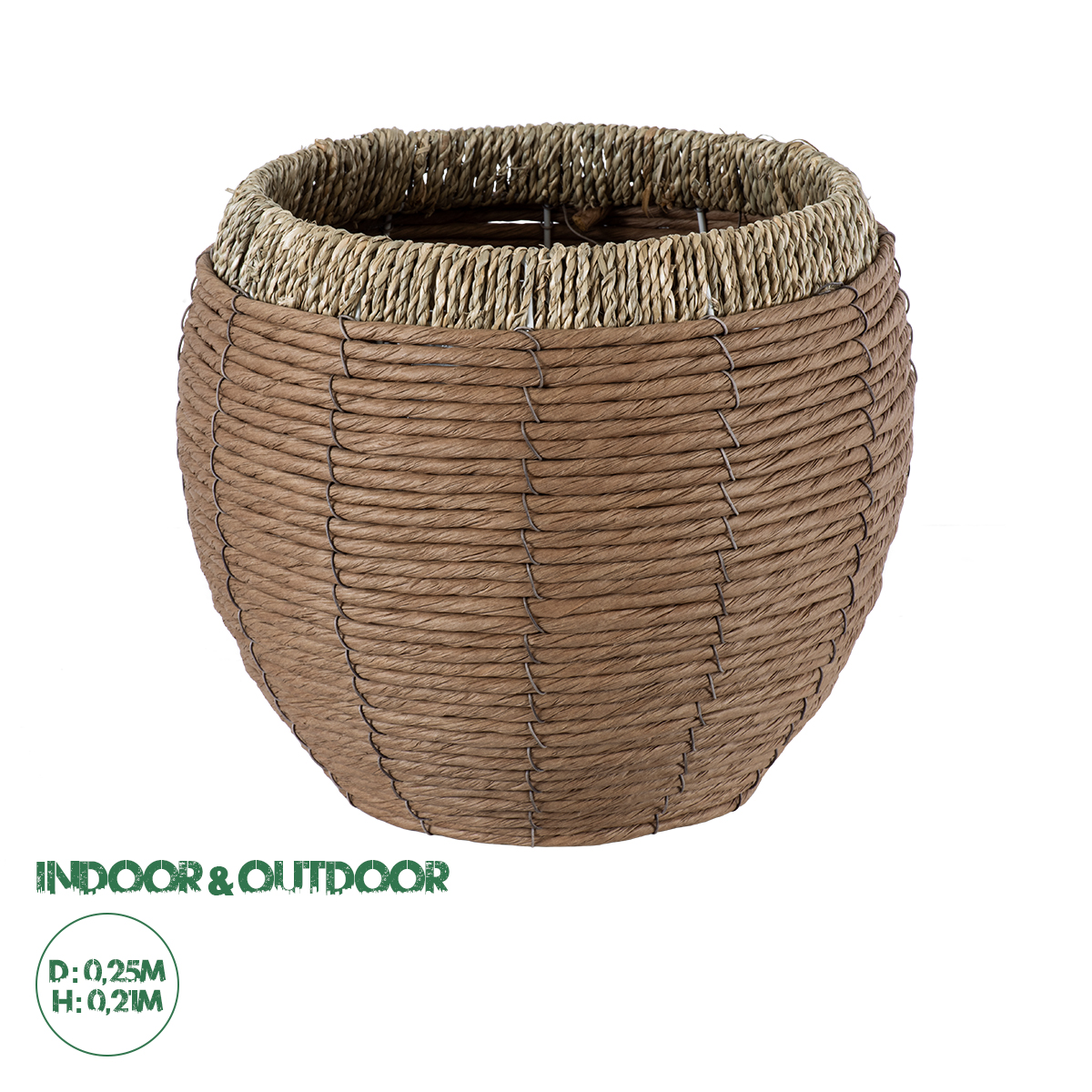 GloboStar® Artificial Garden AMORGOS 20337 Διακοσμητικό Πλεκτό Καλάθι - Κασπώ Γλάστρα - Flower Pot Μπεζ με Καφέ Φ25cm x Υ21cm GloboStar® Artificial Garden AMORGOS 20337 Διακοσμητικό Πλεκτό Καλάθι - Κασπώ Γλάστρα - Flower Pot Μπεζ με Καφέ Φ25cm x Υ21cm