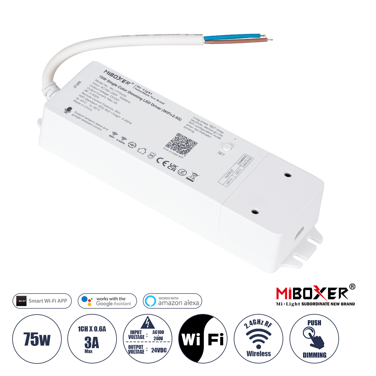 GloboStar® 71437 WL1-P75V24 Mi-BOXER DC Smart Wifi & RF 2.4Ghz & Push Dimming Power Supply Τροφοδοτικό SELV & Controller / Dimmer All in One AC100-240V σε DC 24V 1 x 3A 75W - Max 3A 75W - IP20 Μ19 x Π5.5 x Υ3.2cm - 5 Years Warranty GloboStar® 71437 WL1-P75V24 Mi-BOXER DC Smart Wifi & RF 2.4Ghz & Push Dimming Power Supply Τροφοδοτικό SELV & Controller / Dimmer All in One AC100-240V σε DC 24V 1 x 3A 75W - Max 3A 75W - IP20 Μ19 x Π5.5 x Υ3.2cm - 5 Years Warranty