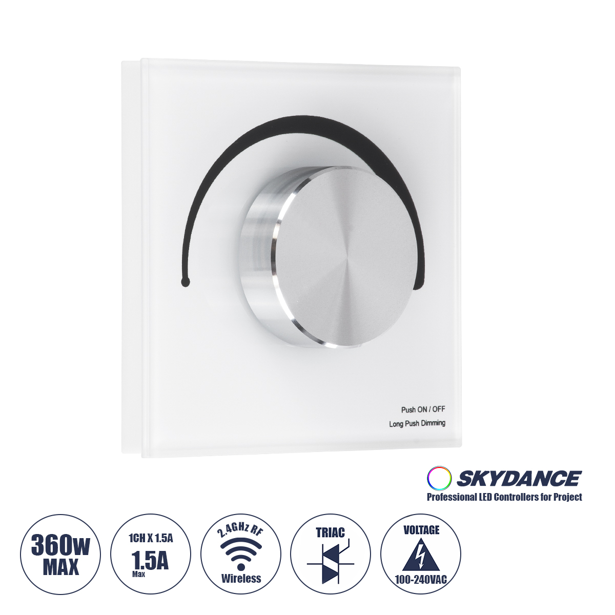 GloboStar® 71454 S1-K SKYDANCE AC Smart RF 2.4Ghz & Ροοστάτη - Push ON/OFF Triac Dimming AC100-240V σε AC100-240V 1 x 1.5A 360W - Max 1.5A 360W - IP20 - Λευκό Σώμα - Μ8.5 x Π8.5 x Υ5cm - 5 Years Warranty GloboStar® 71454 S1-K SKYDANCE AC Smart RF 2.4Ghz & Ροοστάτη - Push ON/OFF Triac Dimming AC100-240V σε AC100-240V 1 x 1.5A 360W - Max 1.5A 360W - IP20 - Λευκό Σώμα - Μ8.5 x Π8.5 x Υ5cm - 5 Years Warranty