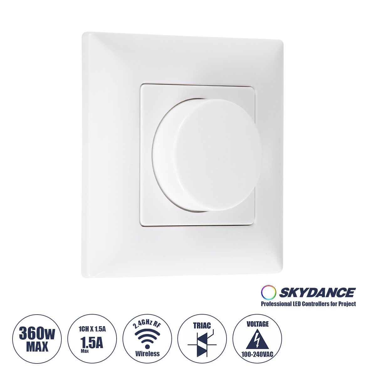 GloboStar® 71456 KS SKYDANCE AC Smart RF 2.4Ghz & Ροοστάτη Triac Dimming AC100-240V σε AC100-240V 1 x 1.5A 360W - Max 1.5A 360W - IP20 - Λευκό Σώμα - Μ8.5 x Π8.5 x Υ5.2cm - 5 Years Warranty GloboStar® 71456 KS SKYDANCE AC Smart RF 2.4Ghz & Ροοστάτη Triac Dimming AC100-240V σε AC100-240V 1 x 1.5A 360W - Max 1.5A 360W - IP20 - Λευκό Σώμα - Μ8.5 x Π8.5 x Υ5.2cm - 5 Years Warranty