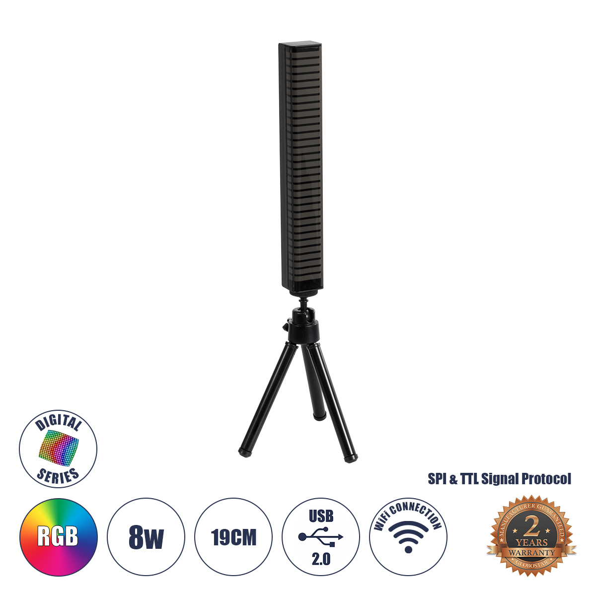 GLOBOSTAR® DIGICOLUMN 90761 Μοντέρνο Επιτραπέζιο Γραμμικό Ψηφιακό Φωτιστικό Digital Pixel Symphony Bar με RF Ασύρματο Χειριστήριο LED 8W 640lm 90° DC 5V με USB 2.0 IP20 Πολύχρωμο RGB Dimmable - Μαύρο - Μ3.4 x Π2.5 x Υ122cm - 2 Χρόνια Εγγύηση GLOBOSTAR® DIGICOLUMN 90761 Μοντέρνο Επιτραπέζιο Γραμμικό Ψηφιακό Φωτιστικό Digital Pixel Symphony Bar με RF Ασύρματο Χειριστήριο LED 8W 640lm 90° DC 5V με USB 2.0 IP20 Πολύχρωμο RGB Dimmable - Μαύρο - Μ3.4 x Π2.5 x Υ122cm - 2 Χρόνια Εγγύηση