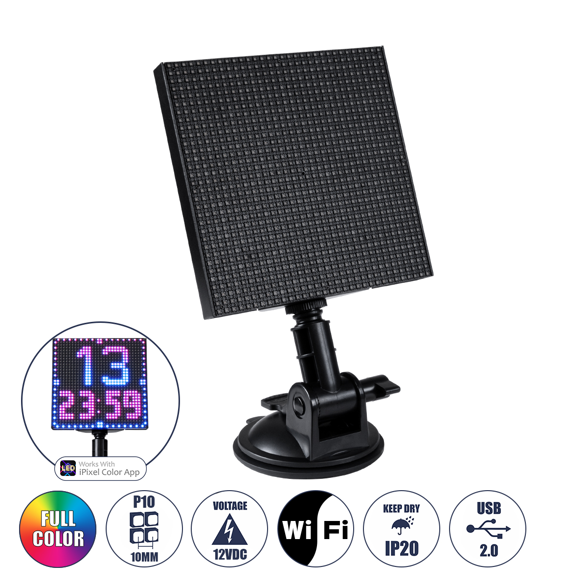 GloboStar® 81501 LED Scrolling Display 32x32 Pixel - Κυλιόμενη Ψηφιακή Πινακίδα / Επιγραφή Μονής Όψης P10 LED SMD DC 5V USB - Λειτουργία μέσω Wi-Fi με Εφαρμογή APP - IP20 - Μ13.2 x Π4 x Υ25cm - Πολύχρωμο RGBW - 1 Χρόνο Εγγύηση GloboStar® 81501 LED Scrolling Display 32x32 Pixel - Κυλιόμενη Ψηφιακή Πινακίδα / Επιγραφή Μονής Όψης P10 LED SMD DC 5V USB - Λειτουργία μέσω Wi-Fi με Εφαρμογή APP - IP20 - Μ13.2 x Π4 x Υ25cm - Πολύχρωμο RGBW - 1 Χρόνο Εγγύηση