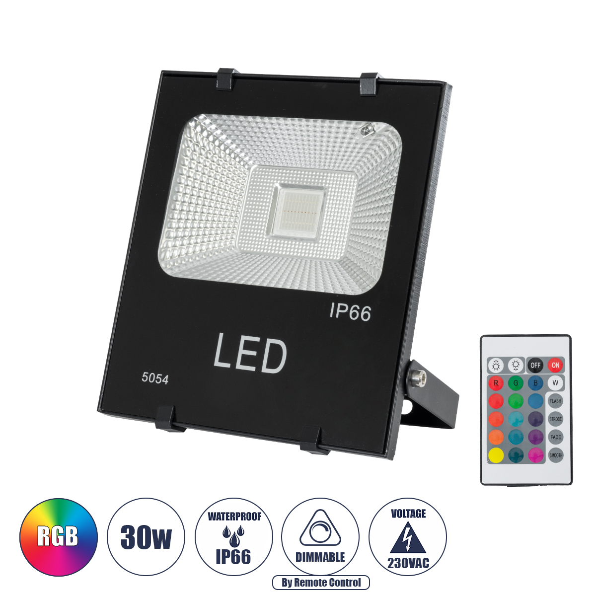 GloboStar® 75601 Επαγγελματικός Προβολέας LED 30W 1950lm 120° AC 220-240V Αδιάβροχος IP66 με Ασύρματο Χειριστήριο IR - RGB - Μ17 x Π4.5 x Υ20cm - 3 Χρόνια Εγγύηση GloboStar® 75601 Επαγγελματικός Προβολέας LED 30W 1950lm 120° AC 220-240V Αδιάβροχος IP66 με Ασύρματο Χειριστήριο IR - RGB - Μ17 x Π4.5 x Υ20cm - 3 Χρόνια Εγγύηση