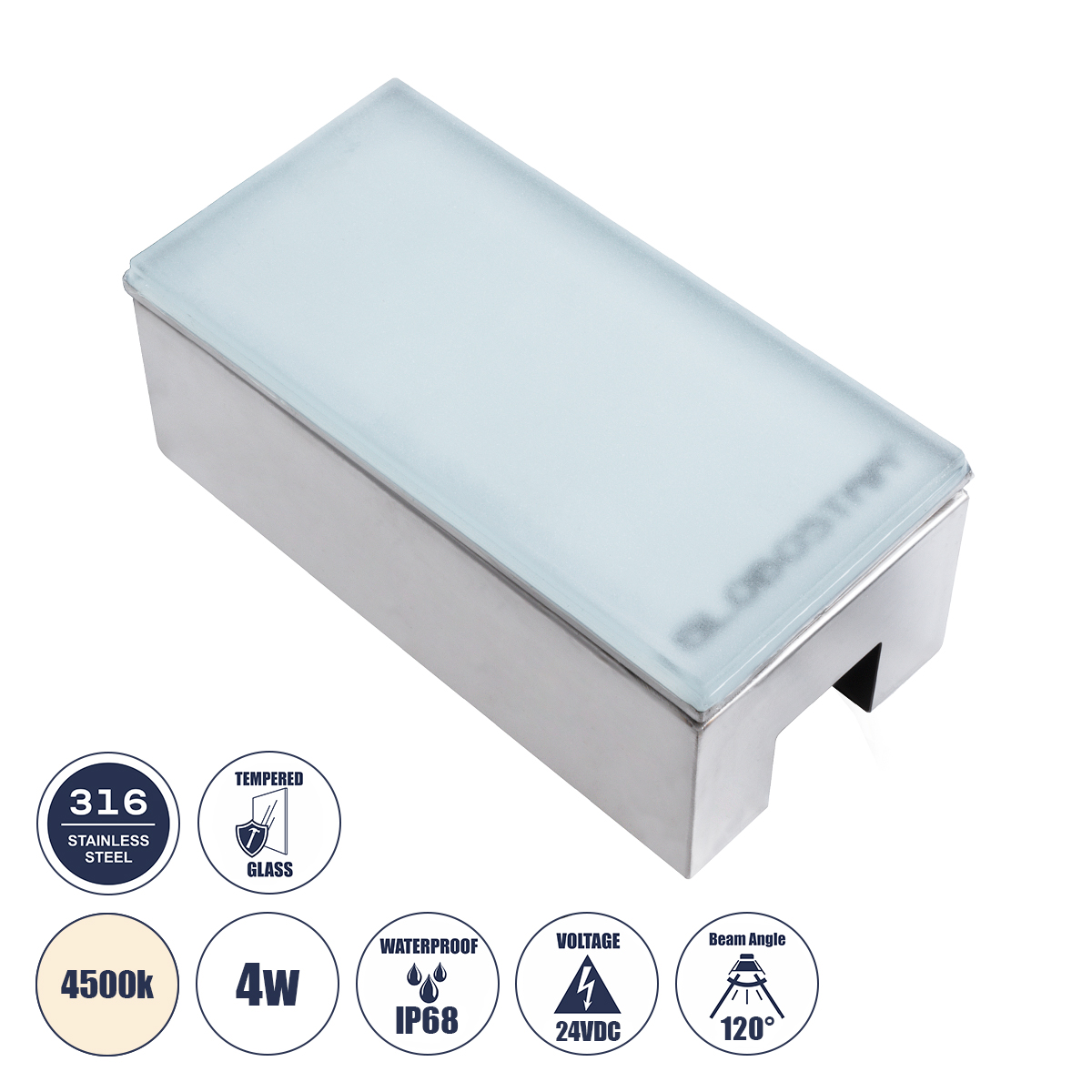 GloboStar® CYBOLITHOS 60950 Χωνευτό Φωτιστικό Σποτ Δαπέδου LED 4W 530lm 120° DC 24V Αδιάβροχο IP68 IK06 Μ20 x Π10 x Υ8cm 4500K Dimmable - Tempered Γαλακτερό Γυαλί & Ανοξείδωτο Ατσάλι - Bridgelux Chip - 3 Χρόνια Εγγύηση GloboStar® CYBOLITHOS 60950 Χωνευτό Φωτιστικό Σποτ Δαπέδου LED 4W 530lm 120° DC 24V Αδιάβροχο IP68 IK06 Μ20 x Π10 x Υ8cm 4500K Dimmable - Tempered Γαλακτερό Γυαλί & Ανοξείδωτο Ατσάλι - Bridgelux Chip - 3 Χρόνια Εγγύηση