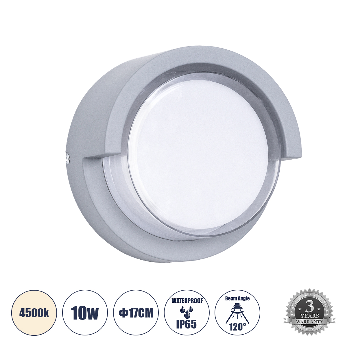 GLOBOSTAR® APEX 60765 Μοντέρνο Φωτιστικό Τοίχου - Απλίκα LED 10W 1050lm 120° AC 220-240V Αδιάβροχο IP65 Φυσικό Λευκό 4500K - Bridgelux SMD Chip - Γκρι - Μ17 x Π17 x Υ9cm - 3 Χρόνια Εγγύηση GLOBOSTAR® APEX 60765 Μοντέρνο Φωτιστικό Τοίχου - Απλίκα LED 10W 1050lm 120° AC 220-240V Αδιάβροχο IP65 Φυσικό Λευκό 4500K - Bridgelux SMD Chip - Γκρι - Μ17 x Π17 x Υ9cm - 3 Χρόνια Εγγύηση