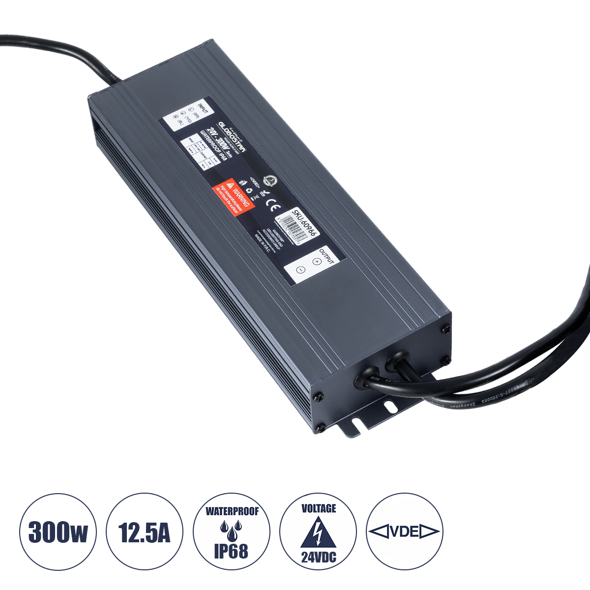 GloboStar® 60966 Αδιάβροχο Τροφοδοτικό SELV για Προϊόντα Φωτισμού LED 300W 12.5A - AC 220-240V σε DC 24V με 1.2m VDE Καλώδιο Παροχής & Εξόδου Τροφοδοσίας - Αδιάβροχο IP68 - M23.5 x W7.5 x H3.6cm - 3 Χρόνια Εγγύηση GloboStar® 60966 Αδιάβροχο Τροφοδοτικό SELV για Προϊόντα Φωτισμού LED 300W 12.5A - AC 220-240V σε DC 24V με 1.2m VDE Καλώδιο Παροχής & Εξόδου Τροφοδοσίας - Αδιάβροχο IP68 - M23.5 x W7.5 x H3.6cm - 3 Χρόνια Εγγύηση