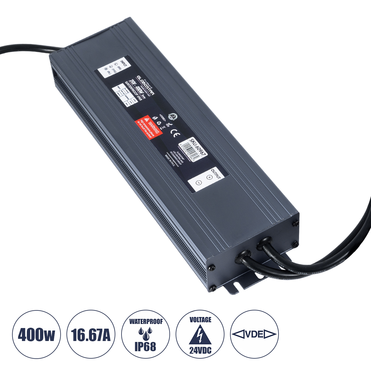 GloboStar® 60967 Αδιάβροχο Τροφοδοτικό SELV για Προϊόντα Φωτισμού LED 400W 16.67A - AC 220-240V σε DC 24V με 1.2m VDE Καλώδιο Παροχής & Εξόδου Τροφοδοσίας - Αδιάβροχο IP68 - M25.5 x W7.5 x H4cm - 3 Χρόνια Εγγύηση GloboStar® 60967 Αδιάβροχο Τροφοδοτικό SELV για Προϊόντα Φωτισμού LED 400W 16.67A - AC 220-240V σε DC 24V με 1.2m VDE Καλώδιο Παροχής & Εξόδου Τροφοδοσίας - Αδιάβροχο IP68 - M25.5 x W7.5 x H4cm - 3 Χρόνια Εγγύηση