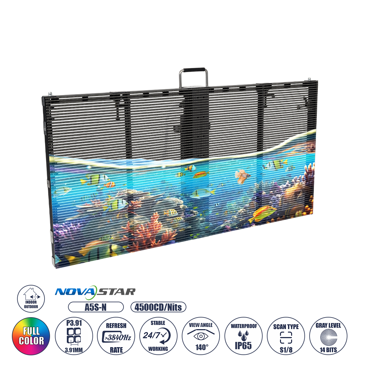 GLOBOSTAR TRUEVIEW 41006 Διάφανη Οθόνη Video Wall P3.91 Καμπίνα 100x50cm LED 130W 3840Hz 32768 Dots ≥4500cd/㎡ Nits AC 220-240V Εξωτερικού Χώρου IP65 Full Color S1/8 14Bits - Κάρτα NovaStar A5S-N - Nationstar SMD1921 & Yuanchi Driver - Μ100 x Π8 x Υ50cm - 