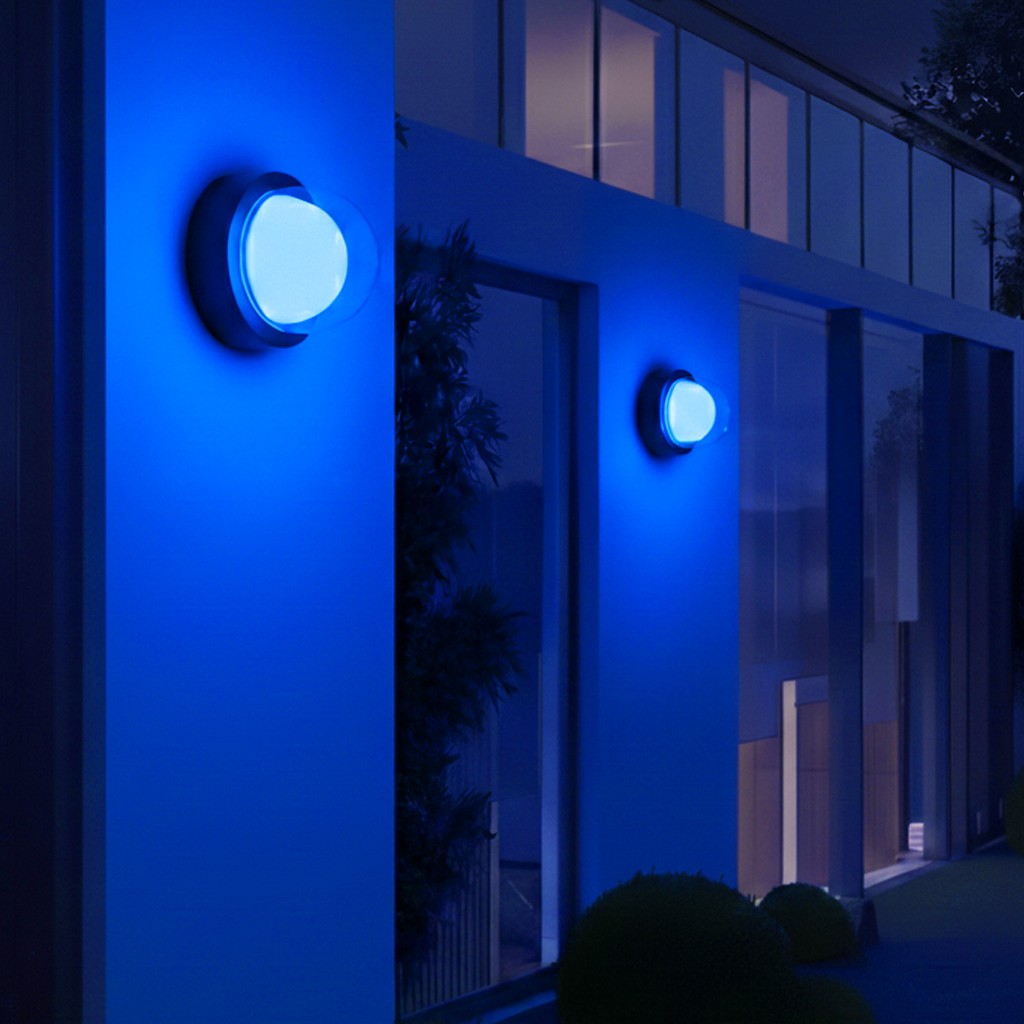 kelvo NEXA KLV-101-0249 Φωτιστικό Τοίχου / Απλίκα LED 6W 360lm 180° AC 220-240V Αδιάβροχο IP65 Μπλε - Sanan SMD Chip & TÜV SÜD Driver - Μαύρο Ματ - Μ11 x Π8.5 x Υ11cm - 5 Χρόνια Εγγύηση