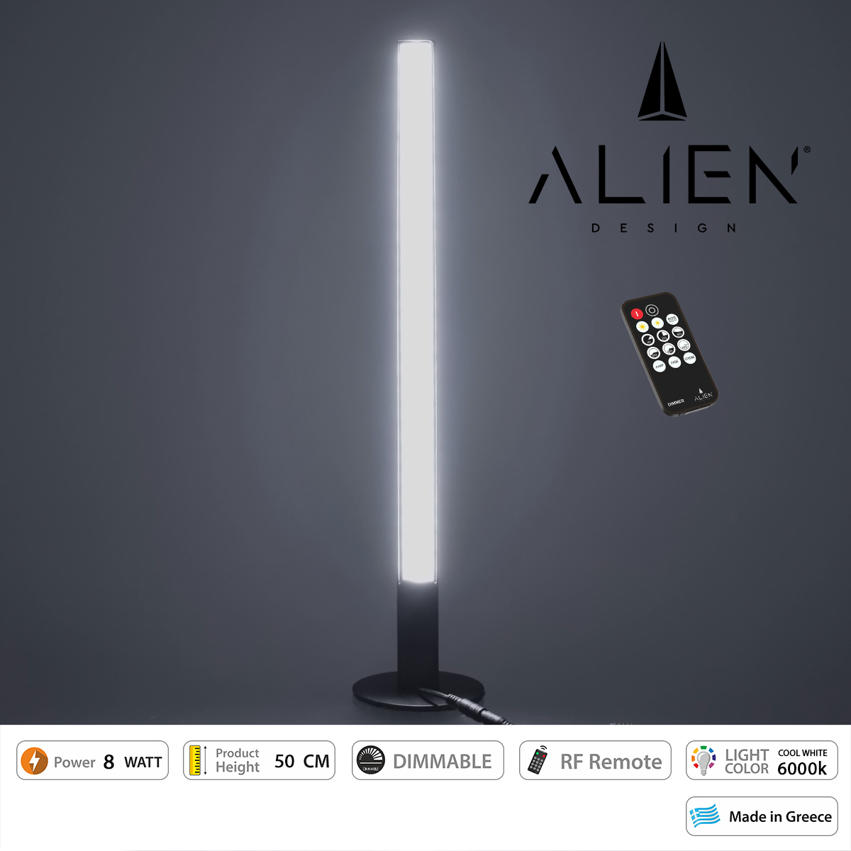 GloboStar® ALIEN-DIVA-BLACK-50-1 ALIEN Design DIVA Μοντέρνο Minimal Nordic Μεταλλικό Φωτιστικό Επιτραπέζιο - Πορτατίφ - Λαμπατέρ Μαύρο LED 8W 1120lm με Ασύρματο Χειριστήριο RF & Dimmer IP20 Ψυχρό Λευκό 6000K Μ3 x Π1.6 x Υ50cm GloboStar® ALIEN-DIVA-BLACK-50-1 ALIEN Design DIVA Μοντέρνο Minimal Nordic Μεταλλικό Φωτιστικό Επιτραπέζιο - Πορτατίφ - Λαμπατέρ Μαύρο LED 8W 1120lm με Ασύρματο Χειριστήριο RF & Dimmer IP20 Ψυχρό Λευκό 6000K Μ3 x Π1.6 x Υ50cm