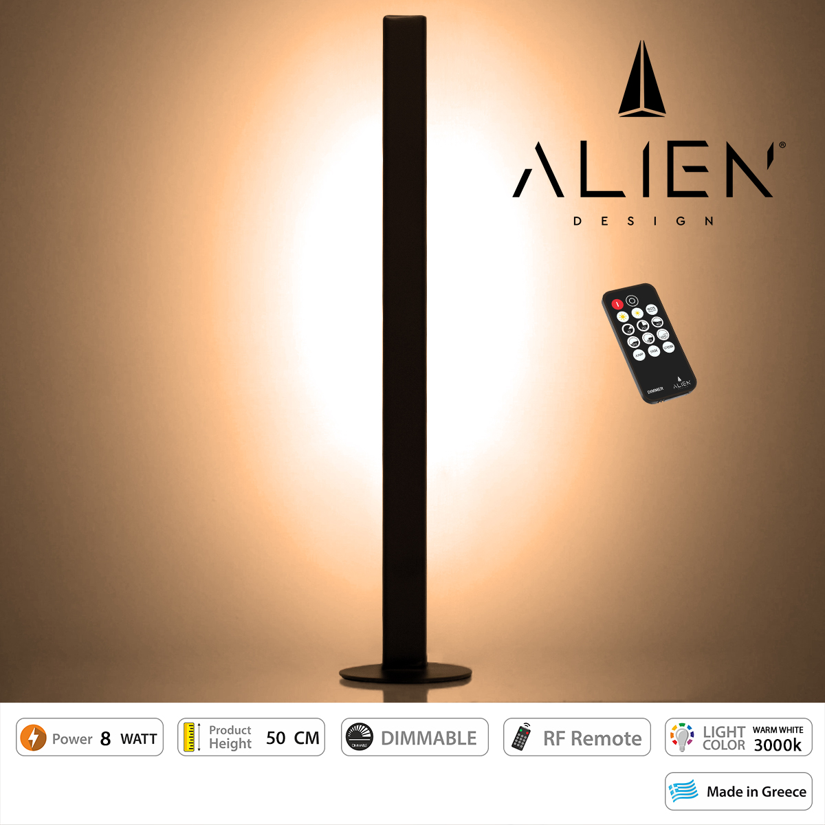 GloboStar® ALIEN-DIVA-BLACK-50-3 ALIEN Design DIVA Μοντέρνο Minimal Nordic Μεταλλικό Φωτιστικό Επιτραπέζιο - Πορτατίφ - Λαμπατέρ Μαύρο LED 8W 960lm με Ασύρματο Χειριστήριο RF & Dimmer IP20 Θερμό Λευκό 3000K Μ3 x Π1.6 x Υ50cm GloboStar® ALIEN-DIVA-BLACK-50-3 ALIEN Design DIVA Μοντέρνο Minimal Nordic Μεταλλικό Φωτιστικό Επιτραπέζιο - Πορτατίφ - Λαμπατέρ Μαύρο LED 8W 960lm με Ασύρματο Χειριστήριο RF & Dimmer IP20 Θερμό Λευκό 3000K Μ3 x Π1.6 x Υ50cm