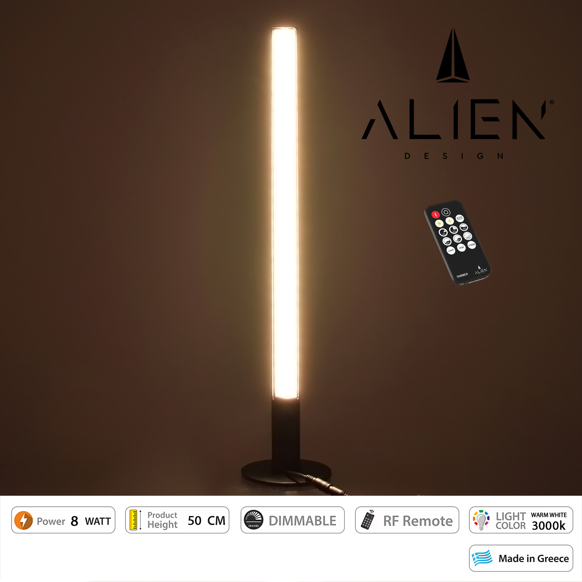 GloboStar® ALIEN-DIVA-BLACK-50-3 ALIEN Design DIVA Μοντέρνο Minimal Nordic Μεταλλικό Φωτιστικό Επιτραπέζιο - Πορτατίφ - Λαμπατέρ Μαύρο LED 8W 960lm με Ασύρματο Χειριστήριο RF & Dimmer IP20 Θερμό Λευκό 3000K Μ3 x Π1.6 x Υ50cm GloboStar® ALIEN-DIVA-BLACK-50-3 ALIEN Design DIVA Μοντέρνο Minimal Nordic Μεταλλικό Φωτιστικό Επιτραπέζιο - Πορτατίφ - Λαμπατέρ Μαύρο LED 8W 960lm με Ασύρματο Χειριστήριο RF & Dimmer IP20 Θερμό Λευκό 3000K Μ3 x Π1.6 x Υ50cm