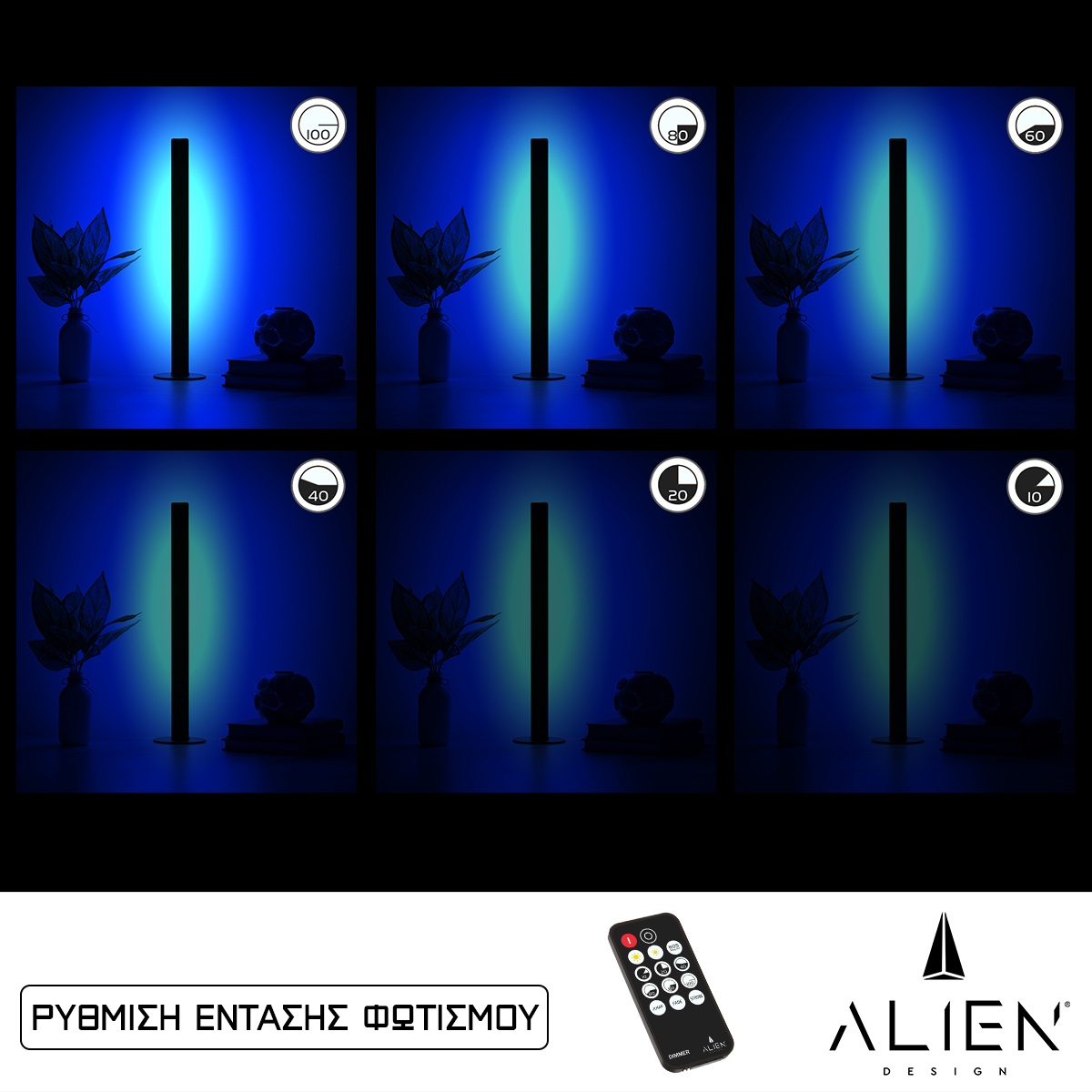 GloboStar® ALIEN-DIVA-BLACK-50-6 ALIEN Design DIVA Μοντέρνο Minimal Nordic Μεταλλικό Φωτιστικό Επιτραπέζιο - Πορτατίφ - Λαμπατέρ Μαύρο LED 8W 800lm με Ασύρματο Χειριστήριο RF & Dimmer IP20 Μπλε Μ3 x Π1.6 x Υ50cm GloboStar® ALIEN-DIVA-BLACK-50-6 ALIEN Design DIVA Μοντέρνο Minimal Nordic Μεταλλικό Φωτιστικό Επιτραπέζιο - Πορτατίφ - Λαμπατέρ Μαύρο LED 8W 800lm με Ασύρματο Χειριστήριο RF & Dimmer IP20 Μπλε Μ3 x Π1.6 x Υ50cm