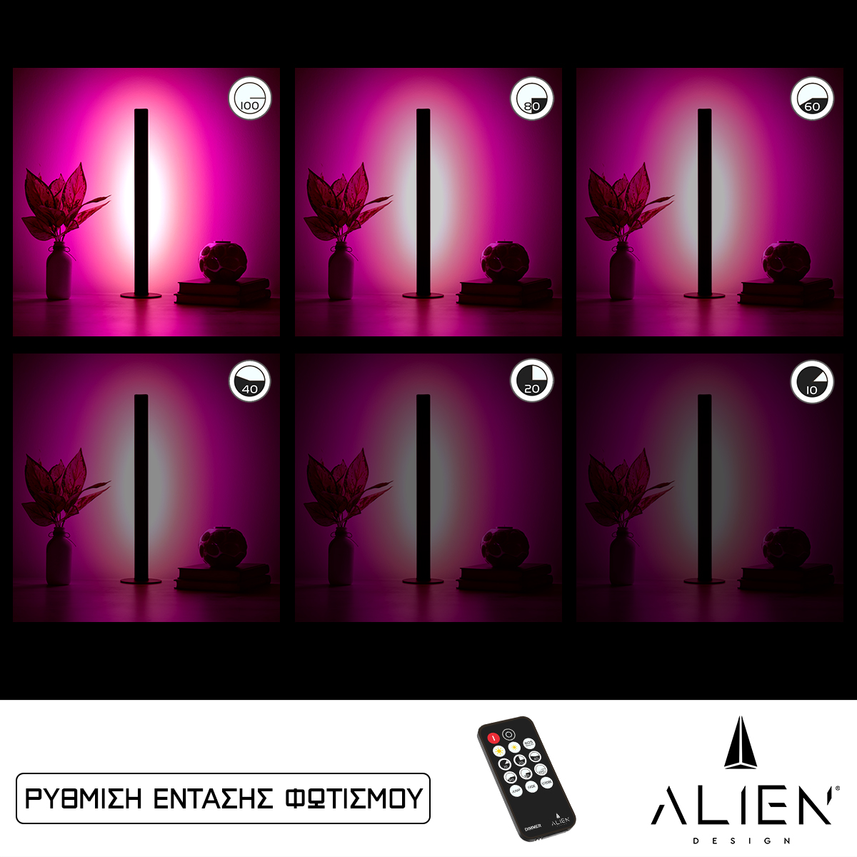 GloboStar® ALIEN-DIVA-BLACK-50-7 ALIEN Design DIVA Μοντέρνο Minimal Nordic Μεταλλικό Φωτιστικό Επιτραπέζιο - Πορτατίφ - Λαμπατέρ Μαύρο LED 8W 800 lm με Ασύρματο Χειριστήριο RF & Dimmer IP20 Ροζ Μ3 x Π1.6 x Υ50cm GloboStar® ALIEN-DIVA-BLACK-50-7 ALIEN Design DIVA Μοντέρνο Minimal Nordic Μεταλλικό Φωτιστικό Επιτραπέζιο - Πορτατίφ - Λαμπατέρ Μαύρο LED 8W 800 lm με Ασύρματο Χειριστήριο RF & Dimmer IP20 Ροζ Μ3 x Π1.6 x Υ50cm