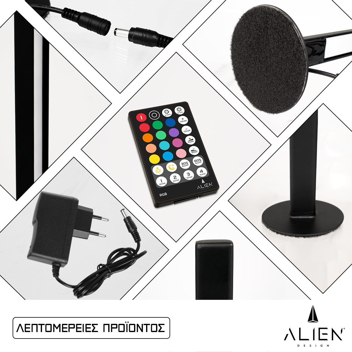 GloboStar® ALIEN-DIVA-BLACK-50-8 ALIEN Design DIVA Μοντέρνο Minimal Nordic Μεταλλικό Φωτιστικό Επιτραπέζιο - Πορτατίφ - Λαμπατέρ Μαύρο LED 8W 800lm με Ασύρματο Χειριστήριο RF & Dimmer IP20 Πολύχρωμο RGB Μ3 x Π1.6 x Υ50cm GloboStar® ALIEN-DIVA-BLACK-50-8 ALIEN Design DIVA Μοντέρνο Minimal Nordic Μεταλλικό Φωτιστικό Επιτραπέζιο - Πορτατίφ - Λαμπατέρ Μαύρο LED 8W 800lm με Ασύρματο Χειριστήριο RF & Dimmer IP20 Πολύχρωμο RGB Μ3 x Π1.6 x Υ50cm