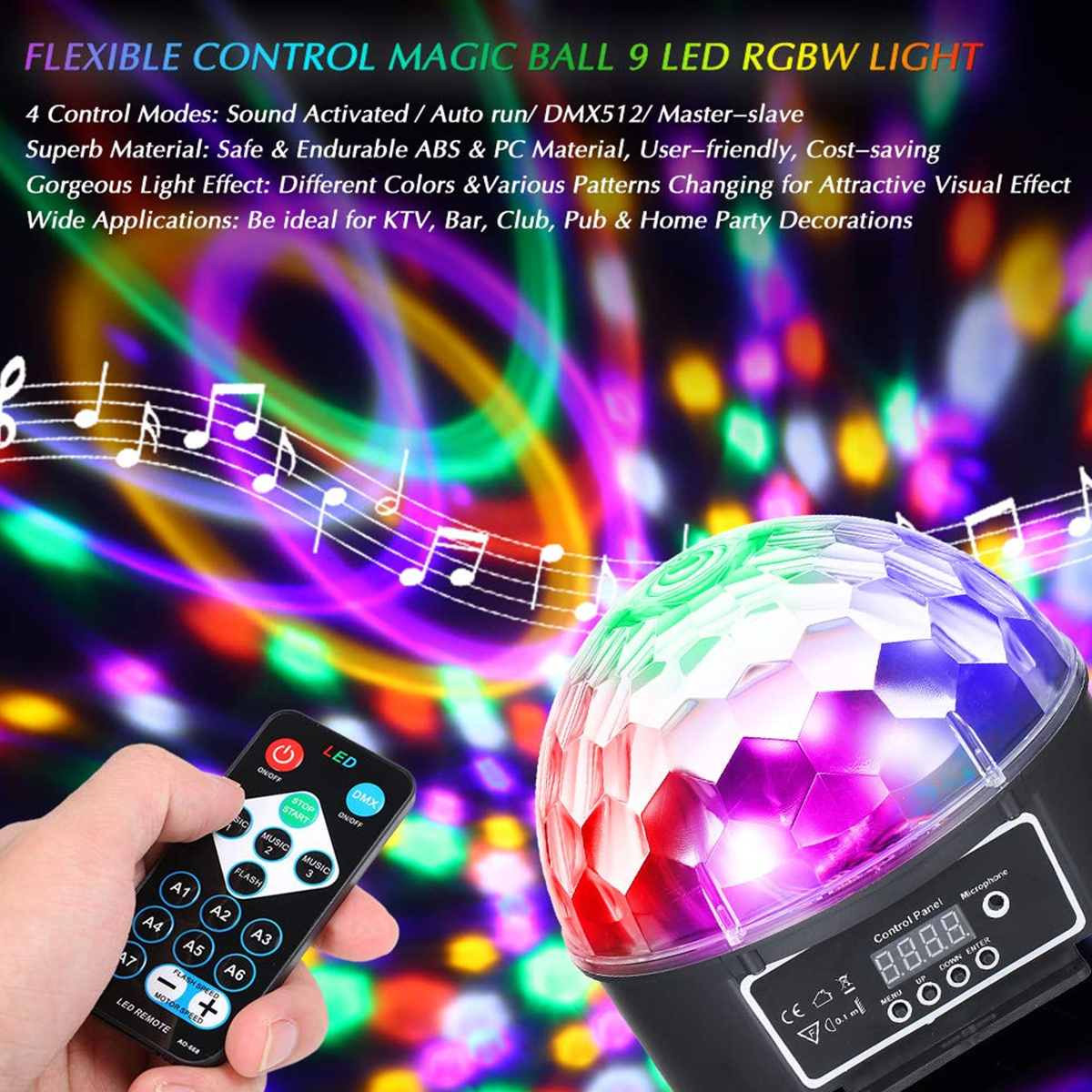 GloboStar® 79602 LED Party Disco Μπάλα με Περιστρεφόμενα Φωτορυθμικά Εφέ Πολύχρωμη RGB DMX512 20W με Sound Control Activated Εφέ και με Ασύρματο Χειριστήριο AC 230V IP20 Φ17 x Υ15cm GloboStar® 79602 LED Party Disco Μπάλα με Περιστρεφόμενα Φωτορυθμικά Εφέ Πολύχρωμη RGB DMX512 20W με Sound Control Activated Εφέ και με Ασύρματο Χειριστήριο AC 230V IP20 Φ17 x Υ15cm