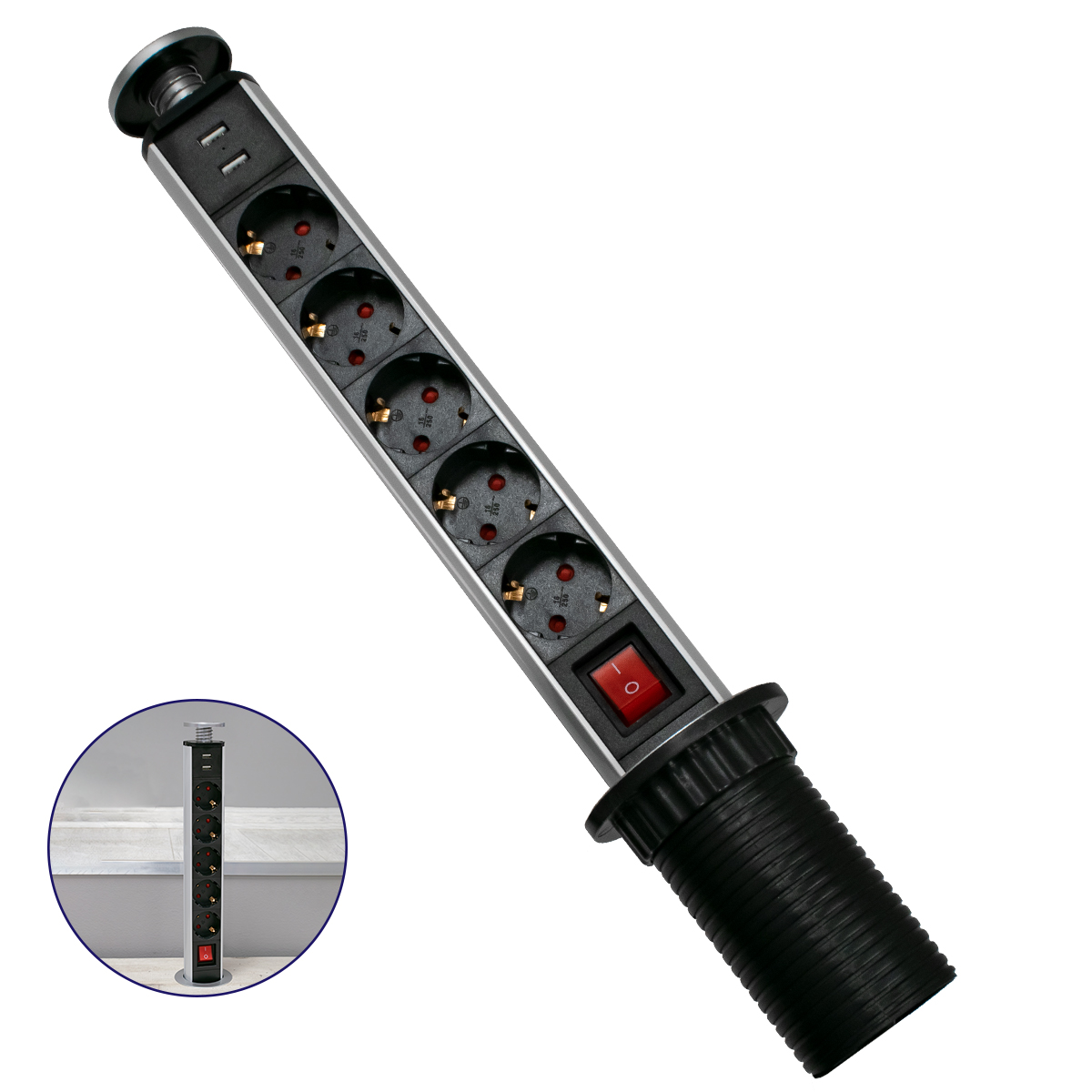 GloboStar® 79632 Χωνευτό Πτυσσόμενο Πολύμπριζο με 5 Πρίζες Ασφαλείας EU Σούκο AC 230V Max 5000W & 2 Εξόδους USB DC 5V Max 3A 18W & Ενσωματωμένο Διακόπτη Οn/Off GloboStar® 79632 Χωνευτό Πτυσσόμενο Πολύμπριζο με 5 Πρίζες Ασφαλείας EU Σούκο AC 230V Max 5000W & 2 Εξόδους USB DC 5V Max 3A 18W & Ενσωματωμένο Διακόπτη Οn/Off