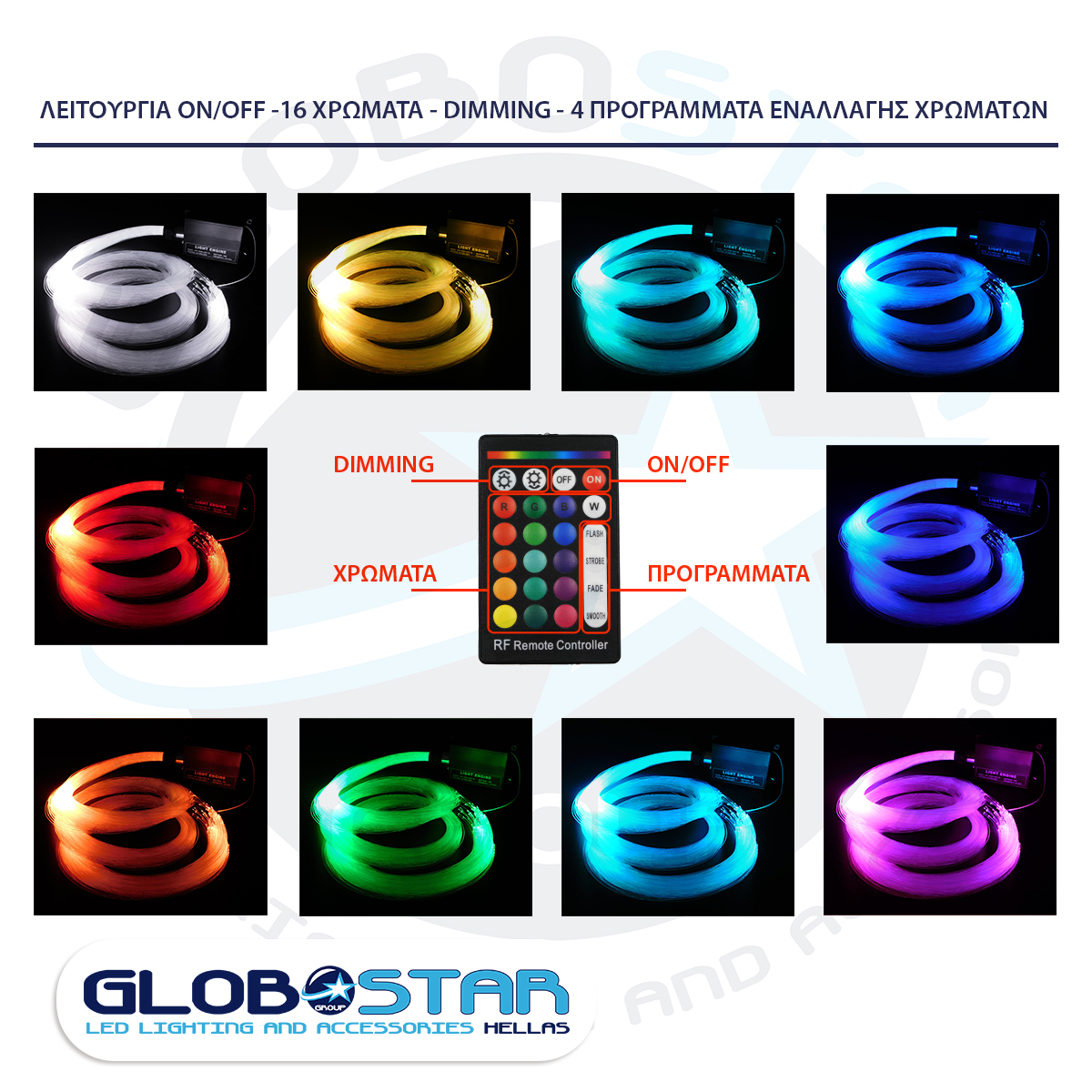 GloboStar® 79614 Κιτ Οπτικής Ίνας Optical Fiber LED 16W AC 230V με 280 Τεμ Οπτικής Ίνας Πάχους 1mm x Μήκους 2M και Ασύρματο Χειριστήριο RGBW GloboStar® 79614 Κιτ Οπτικής Ίνας Optical Fiber LED 16W AC 230V με 280 Τεμ Οπτικής Ίνας Πάχους 1mm x Μήκους 2M και Ασύρματο Χειριστήριο RGBW