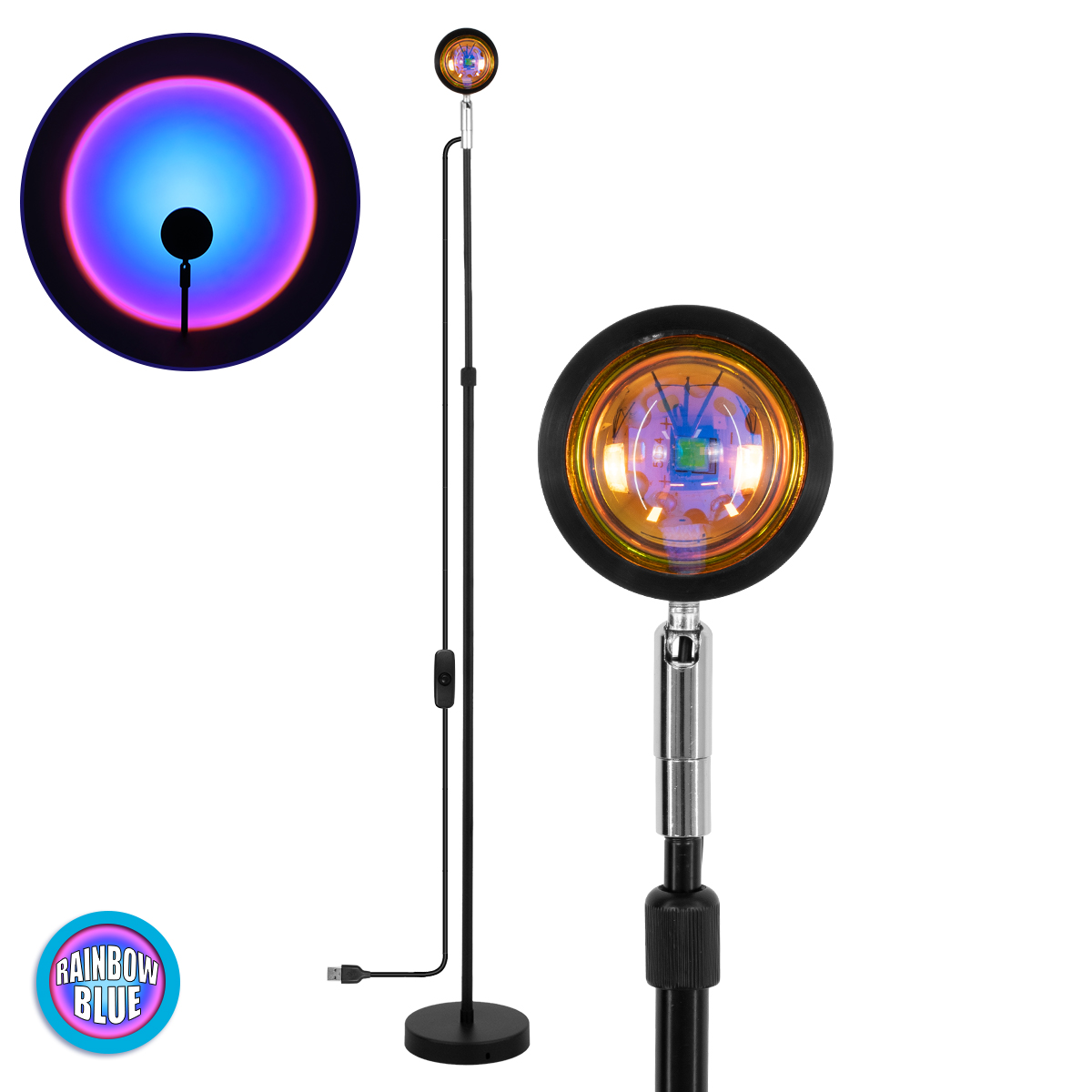 GloboStar® 00817 Μοντέρνο Minimal Επιδαπέδιο Φωτιστικό Μεταλλικό Μονόφωτο LED 12W DC 5V με Projector LENS Ειδικού Εφέ & Καλώδιο Τροφοδοσίας USB Rotation Head 180° RAINBOW BLUE GloboStar® 00817 Μοντέρνο Minimal Επιδαπέδιο Φωτιστικό Μεταλλικό Μονόφωτο LED 12W DC 5V με Projector LENS Ειδικού Εφέ & Καλώδιο Τροφοδοσίας USB Rotation Head 180° RAINBOW BLUE