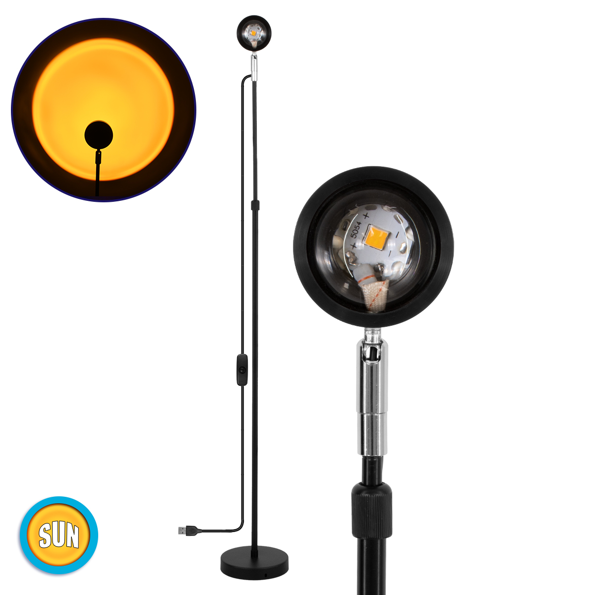 GloboStar® 00819 Μοντέρνο Minimal Επιδαπέδιο Φωτιστικό Μεταλλικό Μονόφωτο LED 12W DC 5V με Projector LENS Ειδικού Εφέ & Καλώδιο Τροφοδοσίας USB Rotation Head 180° SUN GloboStar® 00819 Μοντέρνο Minimal Επιδαπέδιο Φωτιστικό Μεταλλικό Μονόφωτο LED 12W DC 5V με Projector LENS Ειδικού Εφέ & Καλώδιο Τροφοδοσίας USB Rotation Head 180° SUN