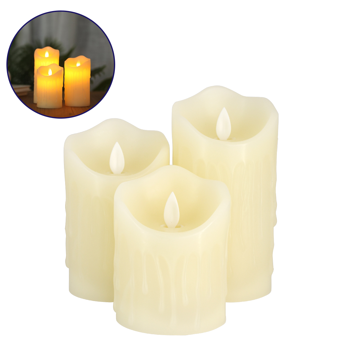 GloboStar® 79561 ΣΕΤ 3 Διακοσμητικών Realistic Κεριών Παραφίνης με LED Εφέ Κινούμενης Φλόγας - Μπαταρίας & Ασύρματο Χειριστήριο IR Σχέδιο Λιωμένο Κερί Θερμό Λευκό 3000K Dimmable GloboStar® 79561 ΣΕΤ 3 Διακοσμητικών Realistic Κεριών Παραφίνης με LED Εφέ Κινούμενης Φλόγας - Μπαταρίας & Ασύρματο Χειριστήριο IR Σχέδιο Λιωμένο Κερί Θερμό Λευκό 3000K Dimmable