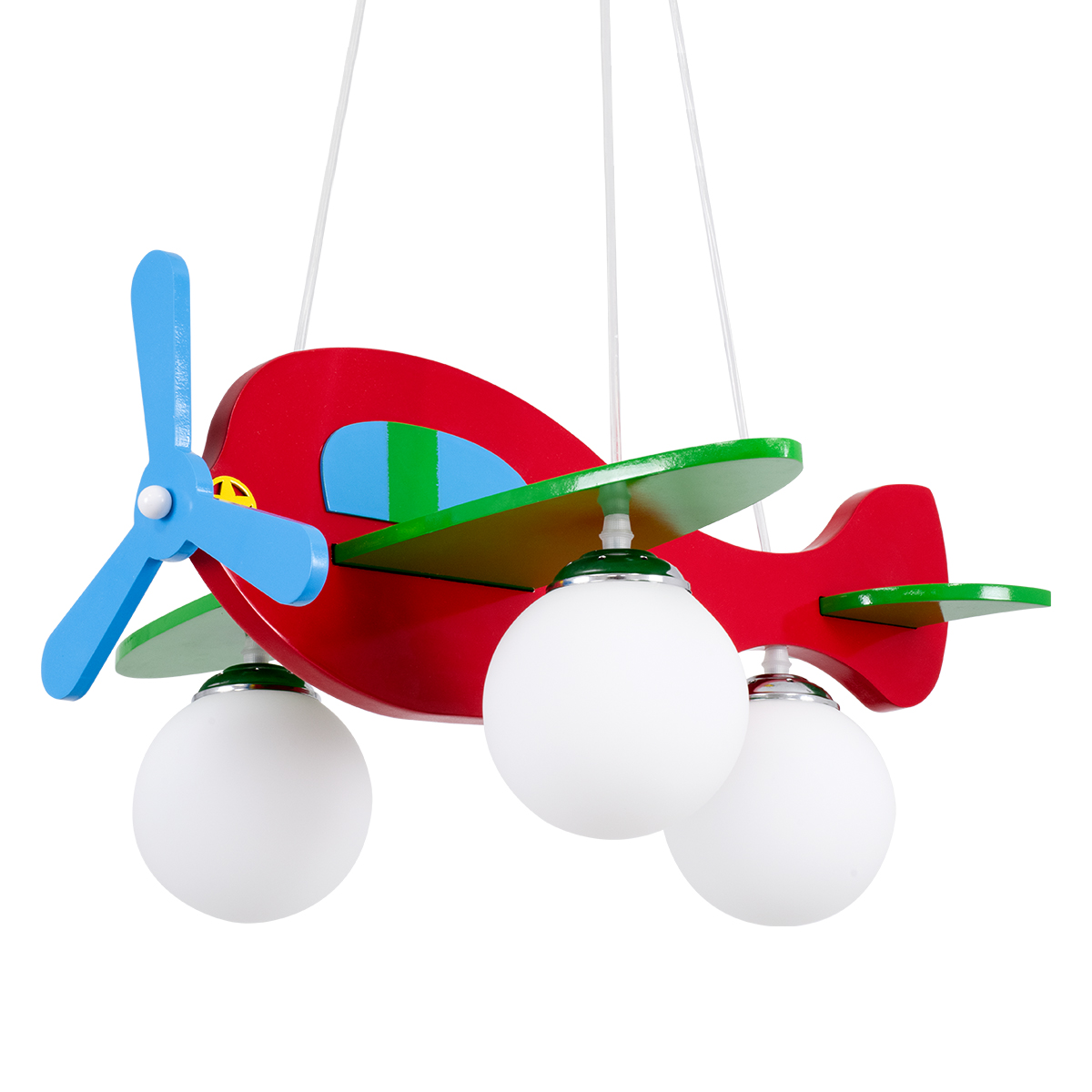 GLOBOSTAR® AIRPLANE 01575 Παιδικό Κρεμαστό Φωτιστικό Οροφής με Ντουί 3 x E27 AC 220-240V IP20 - Πολύχρωμο - Μ51 x Π49 x Υ26cm