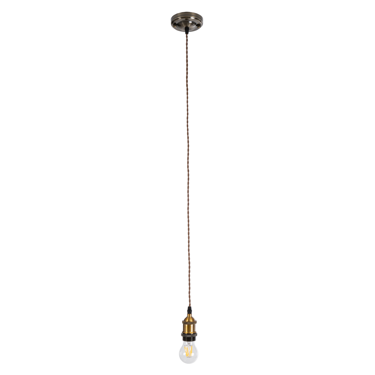 GloboStar® 115105 Vintage Κρεμαστό Φωτιστικό Ανάρτηση Μονόφωτο 1 x E27 IP20 Χρυσό & Μπρούτζινο Μέταλλο με Καφέ Ύφασμα - 100cm GloboStar® 115105 Vintage Κρεμαστό Φωτιστικό Ανάρτηση Μονόφωτο 1 x E27 IP20 Χρυσό & Μπρούτζινο Μέταλλο με Καφέ Ύφασμα - 100cm