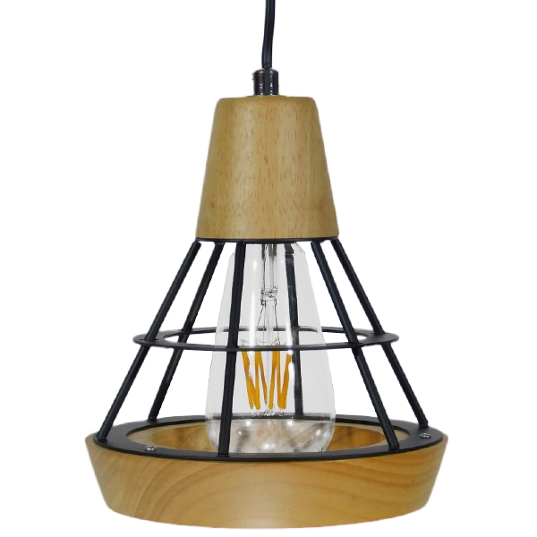 GLOBOSTAR® AKRON 10001133 Μοντέρνο Κρεμαστό Φωτιστικό Οροφής με Ντουί 1 x E27 AC 220-240V IP20 - Μπεζ & Μαύρο - Μ19 x Π19 x Υ22cm