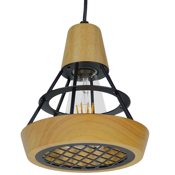 GLOBOSTAR® AKRON 10001133 Μοντέρνο Κρεμαστό Φωτιστικό Οροφής με Ντουί 1 x E27 AC 220-240V IP20 - Μπεζ & Μαύρο - Μ19 x Π19 x Υ22cm