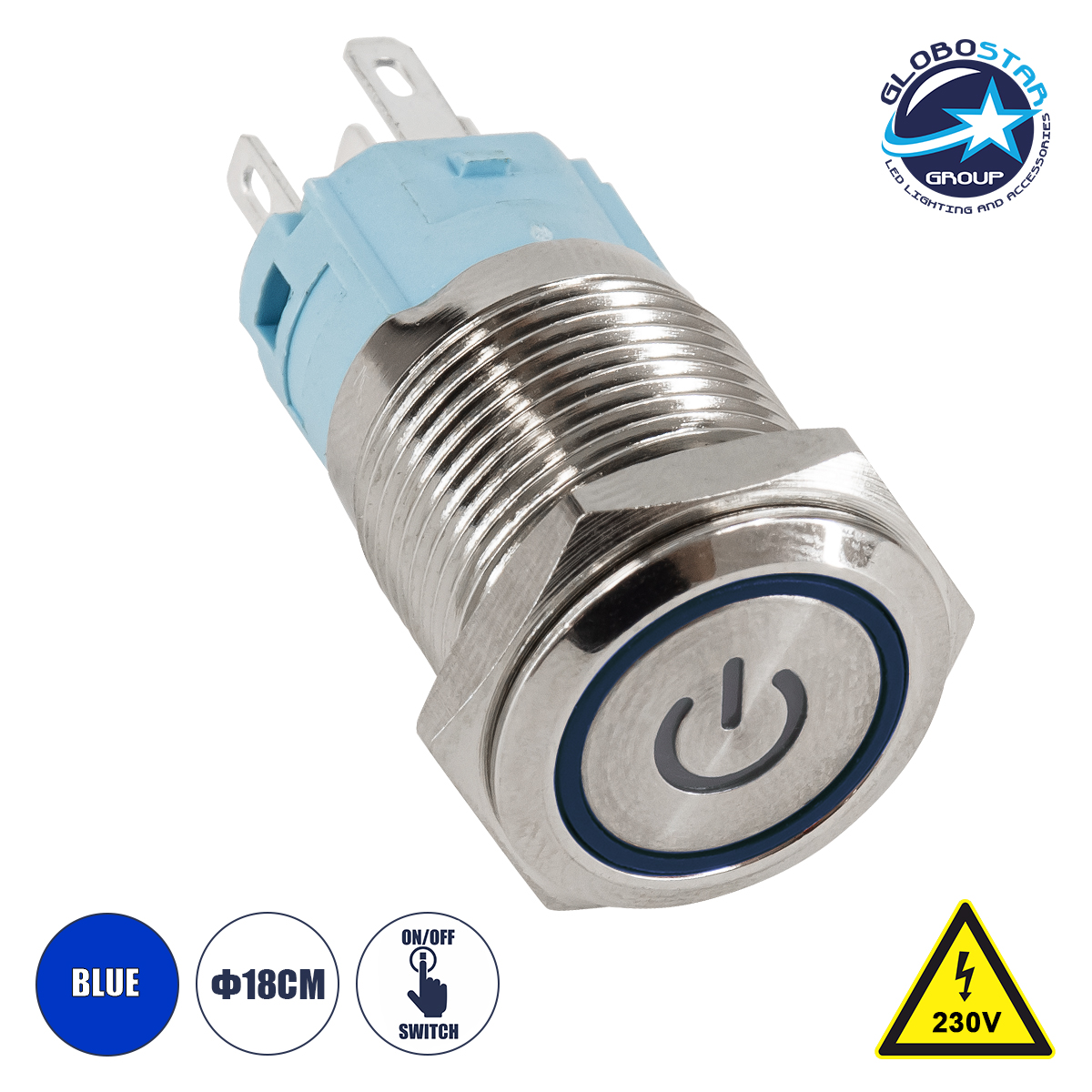 GloboStar® 70773 LED Φωτιζόμενος Διακόπτης Χωνευτός - Μπουτόν On/Off Ανοξείδωτος AC 220-240V Αδιάβροχο IP67 Φ18mm με Angel Eye Μπλε GloboStar® 70773 LED Φωτιζόμενος Διακόπτης Χωνευτός - Μπουτόν On/Off Ανοξείδωτος AC 220-240V Αδιάβροχο IP67 Φ18mm με Angel Eye Μπλε