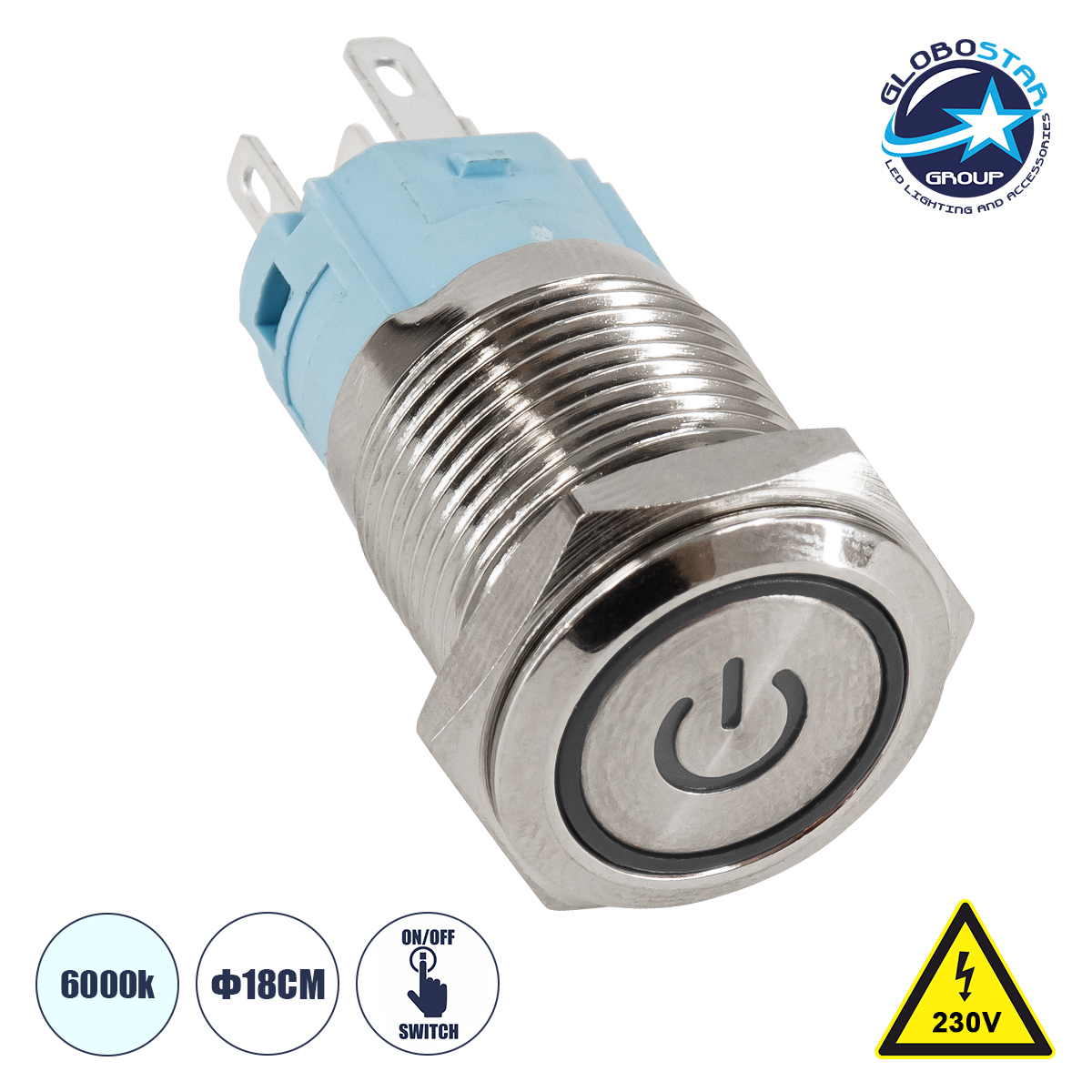 GloboStar® 70770 LED Φωτιζόμενος Διακόπτης Χωνευτός - Μπουτόν On/Off Ανοξείδωτος AC 220-240V Αδιάβροχο IP67 Φ18mm με Angel Eye Ψυχρό Λευκό 6000K GloboStar® 70770 LED Φωτιζόμενος Διακόπτης Χωνευτός - Μπουτόν On/Off Ανοξείδωτος AC 220-240V Αδιάβροχο IP67 Φ18mm με Angel Eye Ψυχρό Λευκό 6000K